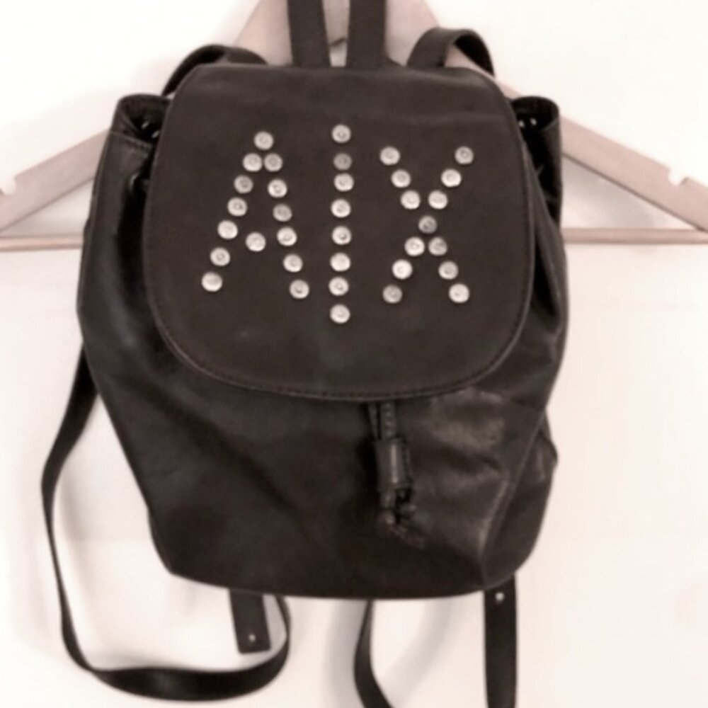 Armani Exchange  A/X Glove Leather Studded Backpack Rucksack Book Bag Purse